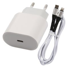 Сетевое зарядное устройство Redline PD1-3A, USB type-C, 8-pin Lightning (Apple), 3A, белый (1604462)