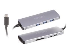 Карт-ридер Ginzzu EXT GR-872UB USB Type-C - HDMI/3xUSB 3.0/microSD/SD Silver 17440 (739519)