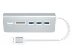 Хаб USB Satechi Aluminum USB 3.0 Hub & Card Reader Silver ST-3HCRS (408099)