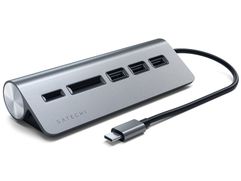 Хаб USB Satechi Aluminum Type-C - USB 3.0 Hub & Micro/SD Card Reader Grey ST-TCHCRM (604099)