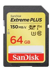 Карта памяти 64Gb - SanDisk Extreme Plus - Secure Digital XC Class 10 UHS-I SDSDXW6-064G-GNCIN (638211)