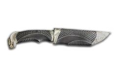Нож Рысь из ламинированного дамаска в ножнах,  композиция Змеиное Логово (1445719855)