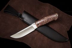 Нож из стали S390 «Северный», рукоять: Притин макумэ, зуб мамонта, кап клена, пин (9281)