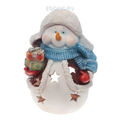 Фигура декоративная садовая Снеговик с подарками (25462)