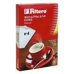 Фильтры для кофе Filtero №4, для кофеварок капельного типа, бумажные, 40 шт, белый [№4/40] (949902)