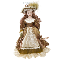 Кукла декоративная, фарфоровая "Антонина" 13*7,5*36,5см. (с декоративными стразами и перьями) (подарочная упаковка) (31290)