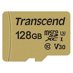 Карта памяти microSDXC UHS-I U3 TRANSCEND 500S 128 ГБ, 95 МБ/с, Class 10, TS128GUSD500S, 1 шт. (1127321)