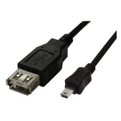 Кабель BURO USB A(f), mini USB B (m), 0.2м, черный [otg_mini] (359900)
