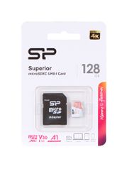 Карта памяти 128Gb - Silicon Power Superior A1 MicroSDXC Class 10 UHS-I U3 SP128GBSTXDV3V20SP с адаптером SD (881921)