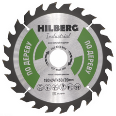 Диск пильный по дереву 190 мм, серия Hilberg Industrial 190*24Т*30/20 мм. hw190.
