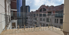 Ограждение балкона из стекла на министойках с квадратным поручнем (356921528)