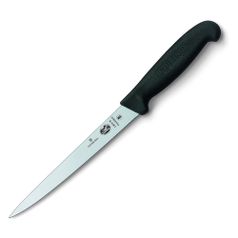 Нож кухонный Victorinox Fibrox (5.3813.18) стальной филейный лезв.180мм прямая заточка черный (1424032)