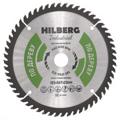 Диск пильный по дереву 165 мм серия Hilberg Industrial 165*56Т*20 мм HW167