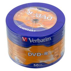 Оптический диск DVD-R VERBATIM 4.7Гб 16x, 50шт., 43731, cake box (961309)