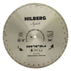 Диск алмазный отрезной 500 по асфальту посадочное 25.4/12 мм Hilberg сегментный с защитным зубом серия Asphalt Laser 251500 (1728558806)