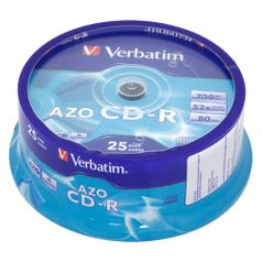 Оптический диск CD-R VERBATIM 700Мб 52x, 25шт., cake box [43352] (50621)