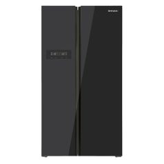 Холодильник SHIVAKI SBS-574DNFGBL, двухкамерный, черное стекло (1141855)