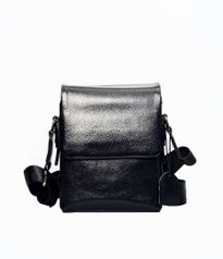 Мужская сумка мессенджер Lare Boss 1806 небольшая натуральная кожа черный (4275)
