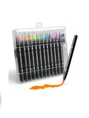 Фломастер New Игрушки Набор двусторонних брашпенов Brush pen, кисть-ручка, 24 цвета 2 бесцветные ручки (1472)