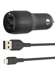 Зарядное устройство Belkin 2xUSB-A 24W + кабель USB-A-LTG 1m Black CCD001bt1MBK (871965)