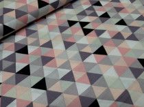 ткань Польский хлопок "Треугольники" серо-розовые (136911)