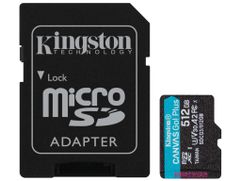 Карта памяти 512Gb - Kingston Canvas Go! Micro Secure Digital HC Class10 UHS-I Canvas Select + SD Adapter SDCG3/512GB с переходником под SD (725269)