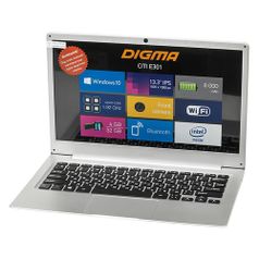 Ноутбук DIGMA CITI E301, 13.3", IPS, Intel Atom X5 Z8350 1.44ГГц, 4Гб, 32Гб SSD, Intel HD Graphics 400, Windows 10 Home, ES3008EW, серебристый (477776)