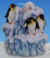 Фонтан декоративный «Семья пингвинов у льдины», шарик/подсветка 19.5*15.5*21.9CM (13675)