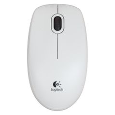 Мышь Logitech B100, оптическая, проводная, USB, белый [910-003360] (799321)