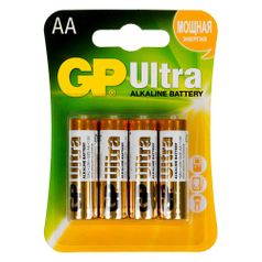 AA Батарейка GP Ultra Alkaline 15AU LR6, 4 шт. (877431)