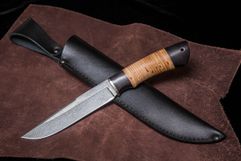 Нож из стали ХВ5 «Аляска», рукоять: Притин мельхиор, береста граб (9703)