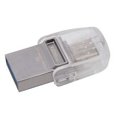 Флешка USB Kingston DataTraveler microDuo 128ГБ, USB3.1, серебристый [dtduo3c/128gb] (461199)