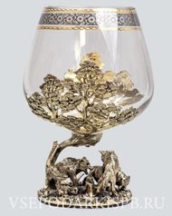 Подарочный бокал для коньяка "Волки" (художественное литье) (122764)
