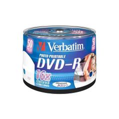 Оптический диск DVD-R VERBATIM 4.7Гб 16x, 50шт., cake box, printable [43533] (51601)