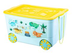 Elan Gallery KidsBox Динозаврики 61x41x33cm 55L с крышкой на колёсах Light Blue-Yellow 640333 (871277)