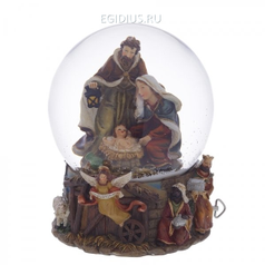 Фигурка декоративная в стеклянном шаре с музыкой, 16х16х20см, 150мм (30015)