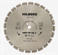 Диск алмазный отрезной 400 мм по асфальту посадочное отверстие  25.4/12 мм 400 Hilberg сегментный с защитным зубом серия Asphalt Laser HM309 (1340978806)