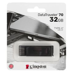 Флешка USB (Type-C) Kingston DataTraveler 70 DT70/32GB 32ГБ, USB3.2, черный (1393770)