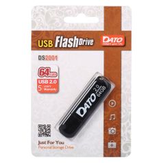 Флешка USB DATO DS2001 64Гб, USB2.0, черный [ds2001-64g] (1119641)