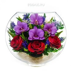 Композиция из роз и орхидей (арт. ESM-02) в подарочной упаковке (51163)