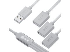 Хаб USB GCR AM - 3xAF 1.2m White GCR-53356 (866992)