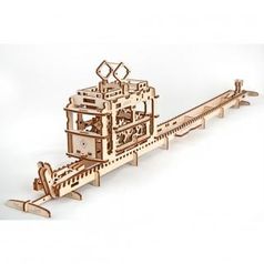 Конструктор 3D-пазл Ugears - Трамвай с рельсами (6536)