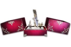 Нож Коршун,  композиция Корень из дамасской стали на подставке с художественным литьем (3624516576)