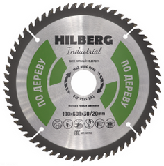 Диск пильный по дереву 190 мм, серия Hilberg Industrial 190*60Т*30/20 мм. hw193/