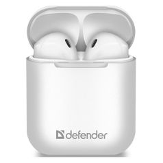 Гарнитура Defender Twins 637, Bluetooth, вкладыши, белый глянец [63637] (1400230)