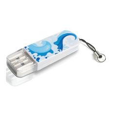Флешка USB VERBATIM Mini Elements Edition 16Гб, USB2.0, белый и рисунок [49407] (1050878)