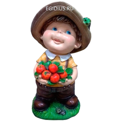 Фигура садовая декоративная Мальчик с яблоками L24W21H46 см (25426)