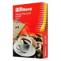 Фильтры для кофе Filtero №4, для кофеварок капельного типа, бумажные, 80 шт, коричневый [№4/80] (949904)