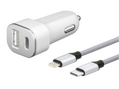 Зарядное устройство Deppa USB A + USB Type-C QC 3.0 Power Delivery 18W + кабель USB-C - Lightning MFI Ultra White 11292 (782477)