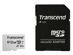 Карта памяти 512Gb - Transcend 300S Micro Secure Digital XC Class 10 UHS-I TS512GUSD300S-A с переходником под SD (807290)